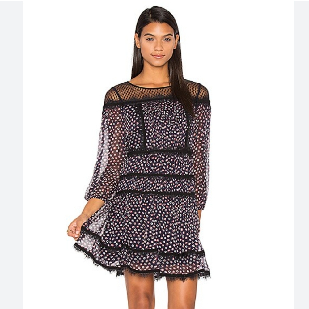 Diane Von Furstenberg Jamie Silk Lace Mini Dress Size 6
